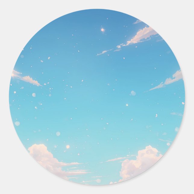 Autocollant Rond Ciel Bleu Doux (Devant)