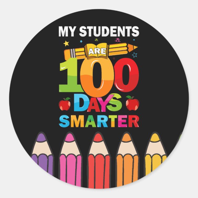 Autocollant rond classique 100 jours plus intellig (Devant)