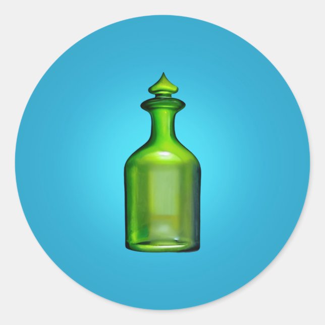 Autocollant rond classique à bouteille verte (Devant)