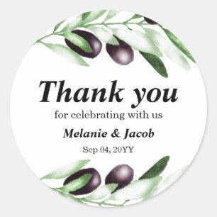 Autocollant rond classique à branche d'olive