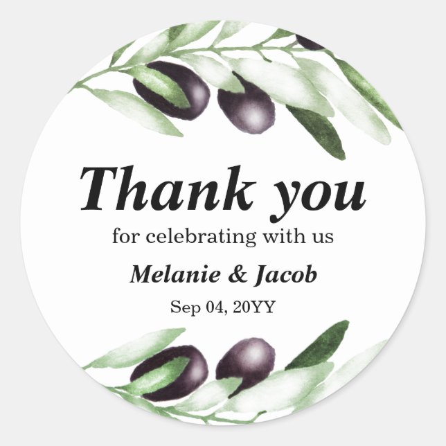 Autocollant rond classique à branche d'olive (Devant)