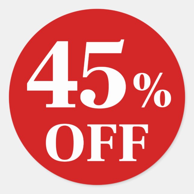 Autocollant Rond Classique à Fond Rouge - 45% de r (Devant)
