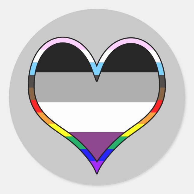 Autocollant rond classique Ace Pride Heart (Devant)