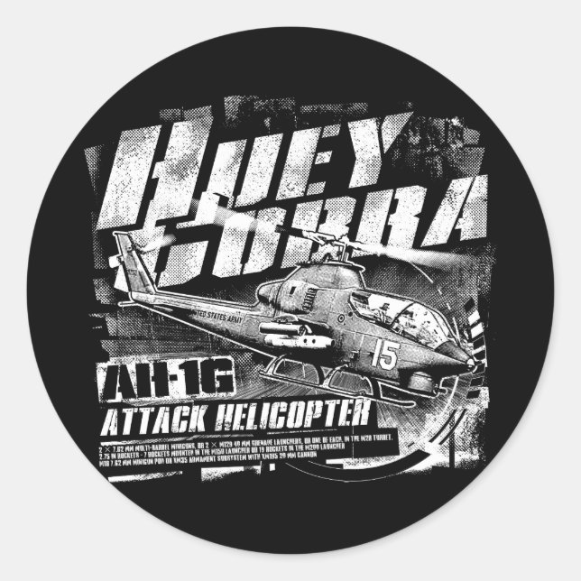 Autocollant rond classique AH-1G HueyCobra (Devant)