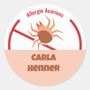 Autocollant rond classique Allergie Acariens