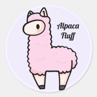 Autocollant rond classique Alpaca fluff