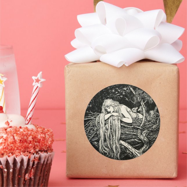 Autocollant rond classique Art nouveau (Fête)