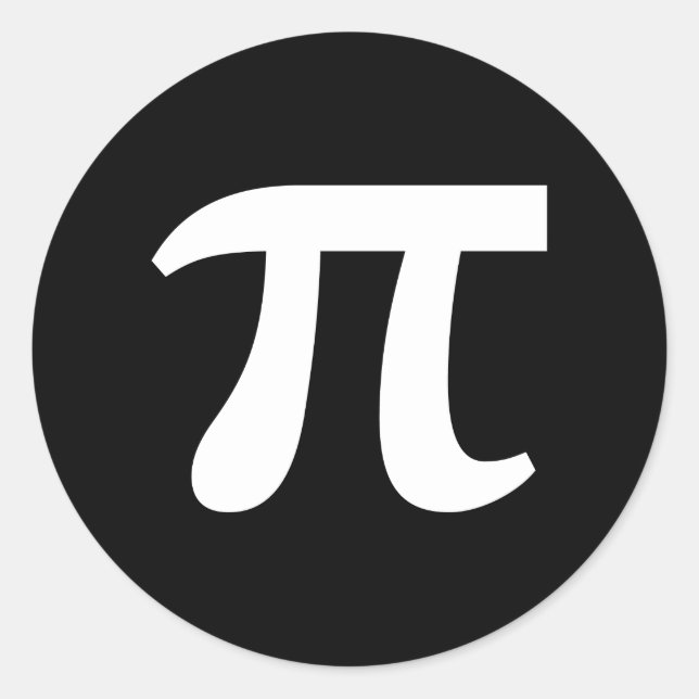 Autocollant Rond Classique avec Écriture Blanche π (Devant)