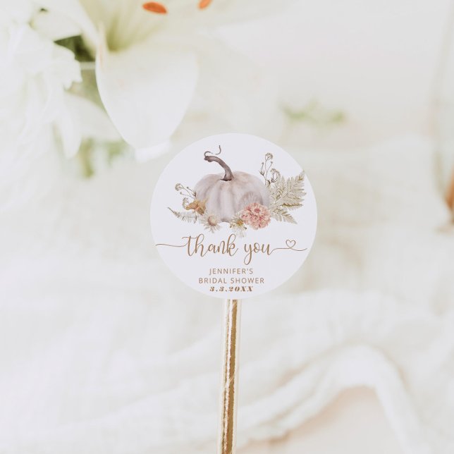 Autocollant rond classique Boho pumpkin merci (Créateur téléchargé)