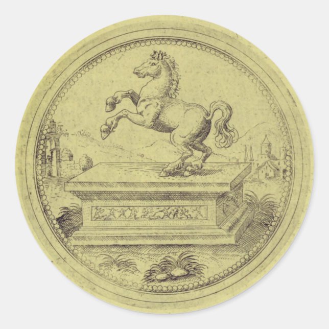 Autocollant Rond Classique Cheval Vintage (Devant)