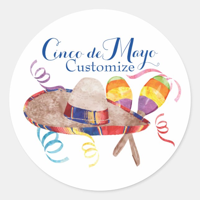 Autocollant rond classique Cinco de Mayo (Devant)