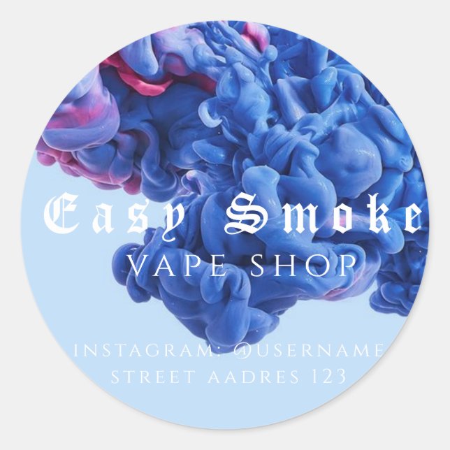 Autocollant Rond Classique Corolful Smoke Vape Sho (Devant)