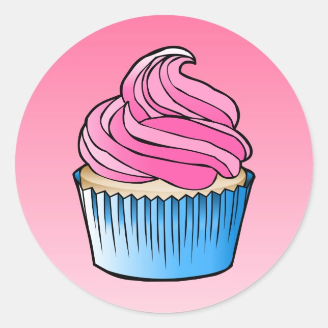 Autocollant Rond Classique Cup Cake (Devant)