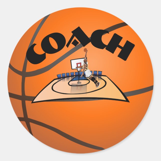 Autocollant rond classique de basket-ball (Devant)