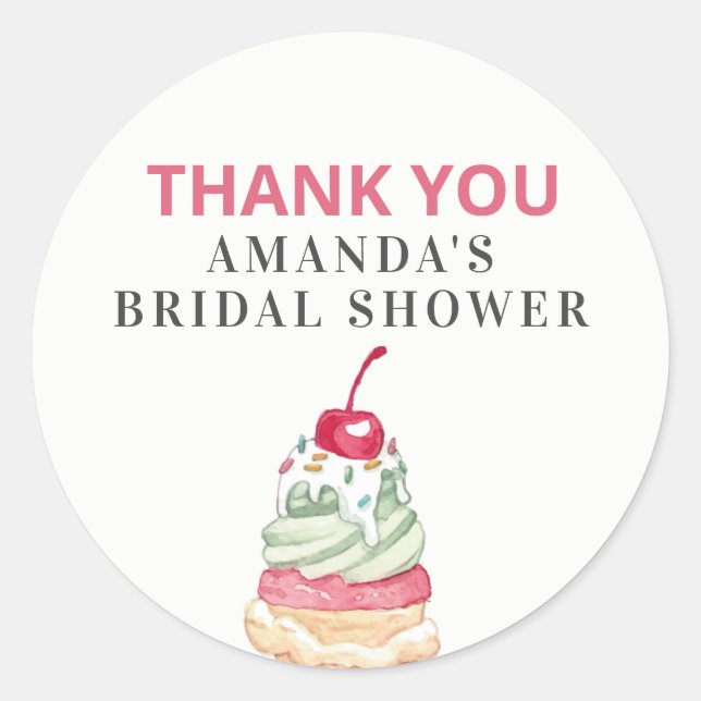Autocollant rond classique de faveur de crème glac (Devant)