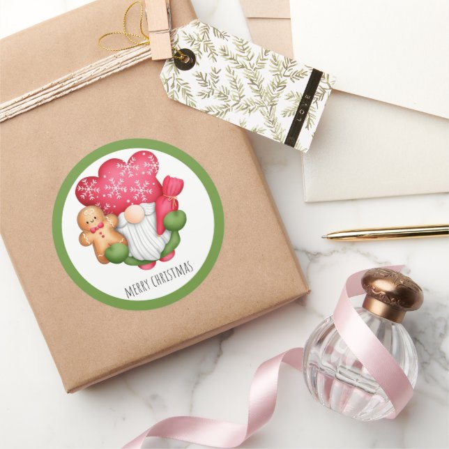 Autocollant Rond Classique de Gnome de Biscuit de  (Cadeaux)