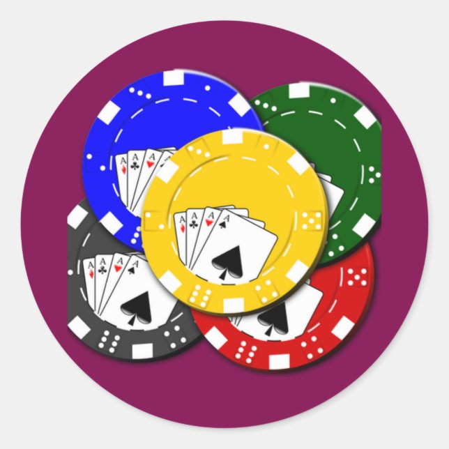 Autocollant rond classique de jeton de poker (Devant)