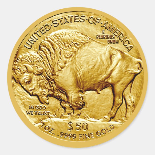 Autocollant rond classique de la pièce d'or de 50  (Devant)