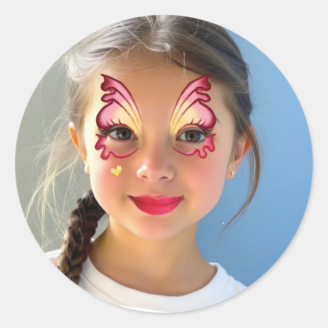 Autocollant rond classique de maquillage drôle (Devant)