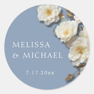 Autocollant rond classique de mariage de roses 3D