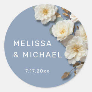Autocollant rond classique de mariage de roses 3D
