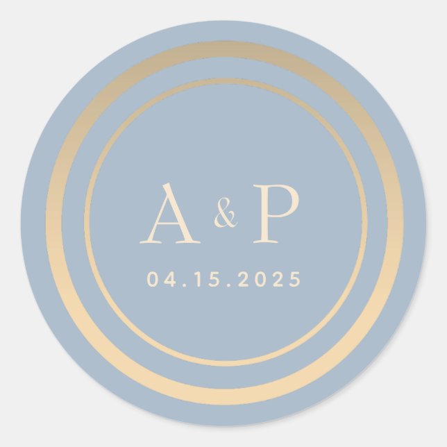 Autocollant Rond Classique de Mariage Monogramme B (Devant)