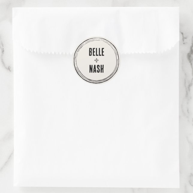 Autocollant Rond Classique de Mariage Rustique Boh (Sac)