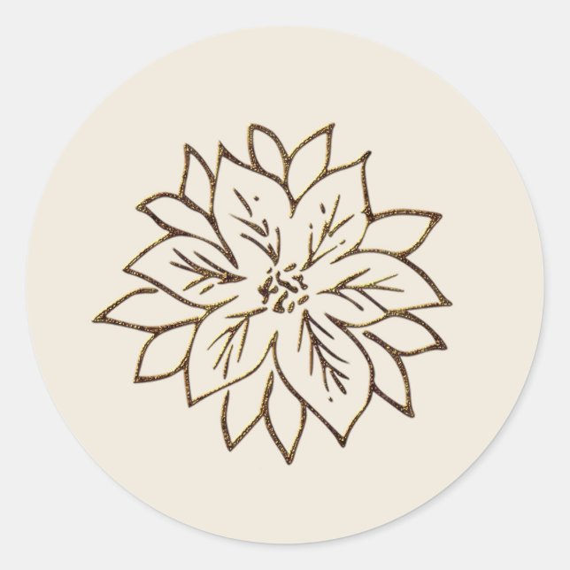 Autocollant rond classique de poinsettia de décemb (Devant)