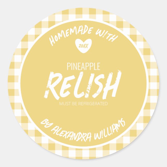 Autocollant Rond Classique de Relish d'Ananas Mais (Devant)
