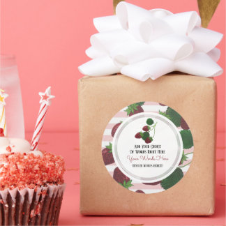 Autocollant Rond Classique de Vigne de Fraise Pers