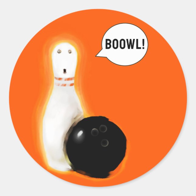 Autocollant rond classique d'humour de bowling Hal (Devant)