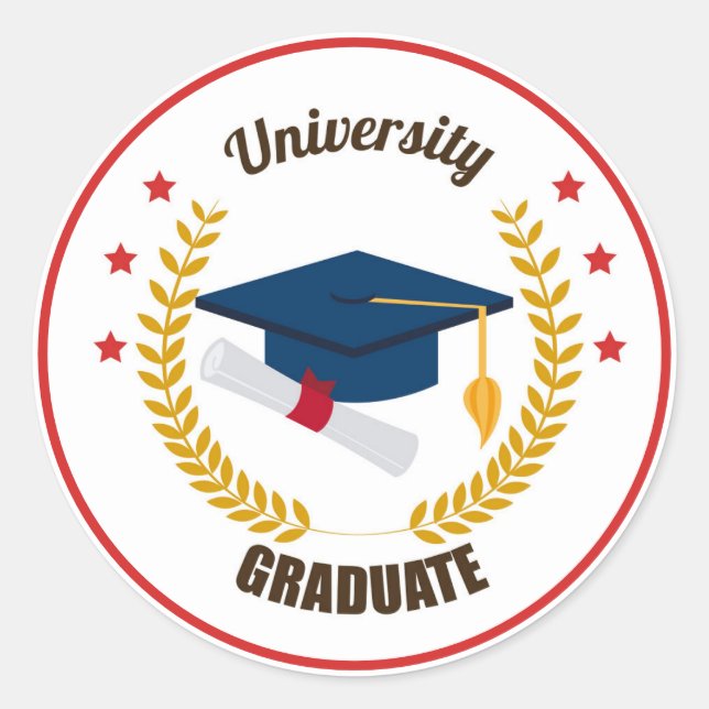 Autocollant rond classique diplômé (Devant)