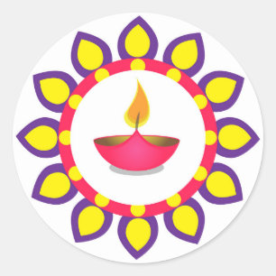 Autocollant rond classique Diwali pour sceller une
