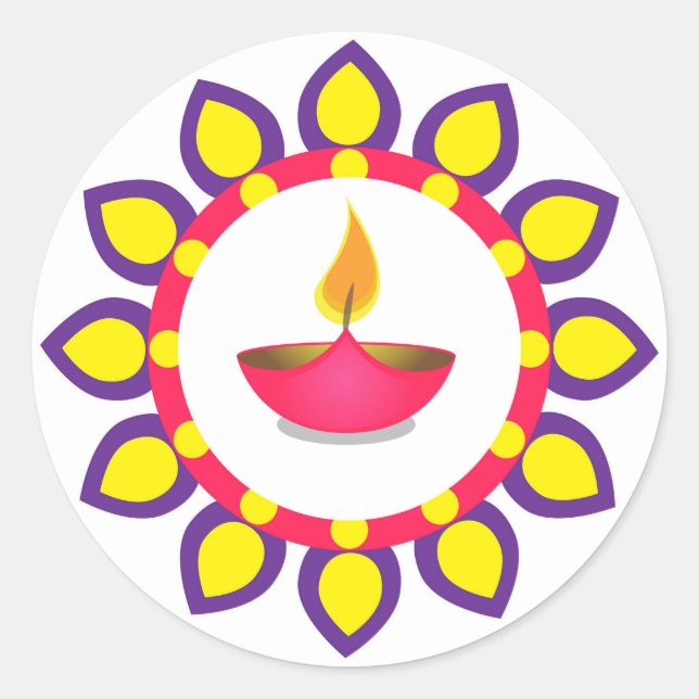 Autocollant rond classique Diwali pour sceller une (Devant)