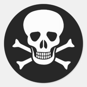 Autocollant rond classique du crâne humain