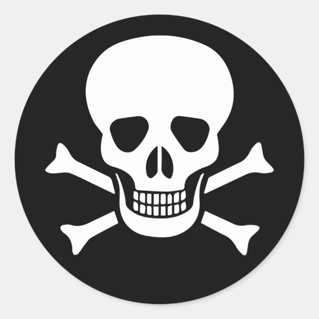 Autocollant rond classique du crâne humain (Devant)