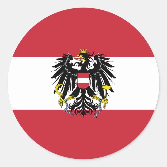 Autocollant rond classique du drapeau autrichien (Devant)