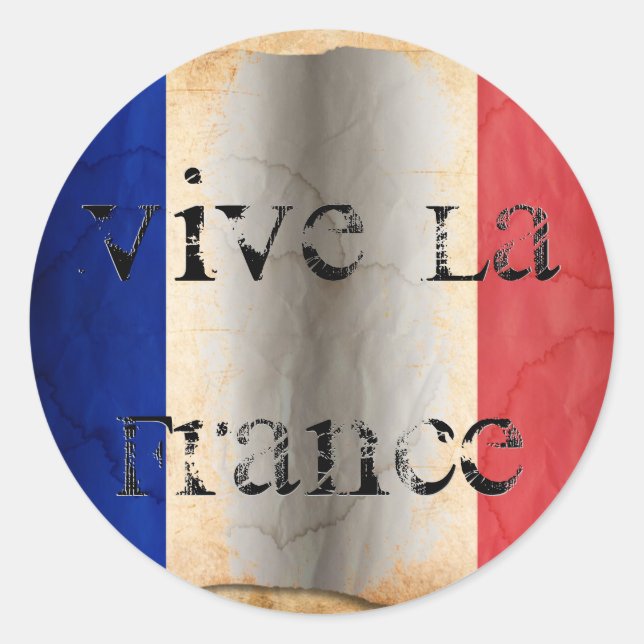 Autocollant rond classique du drapeau de la France (Devant)