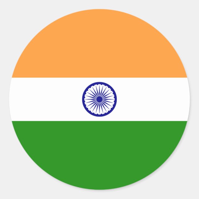 Autocollant rond classique du drapeau indien (Devant)