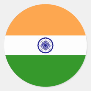 Autocollant rond classique du drapeau indien