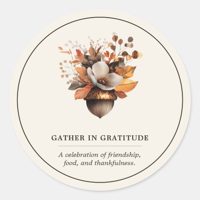 Autocollant Rond Classique en Ivoire à Motif Flora (Devant)