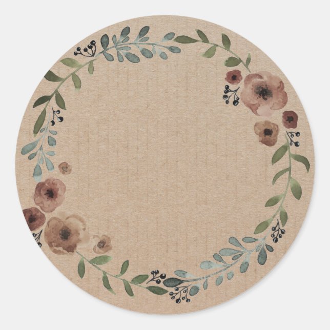 Autocollant Rond Classique Étiquette Couronne Flor (Devant)