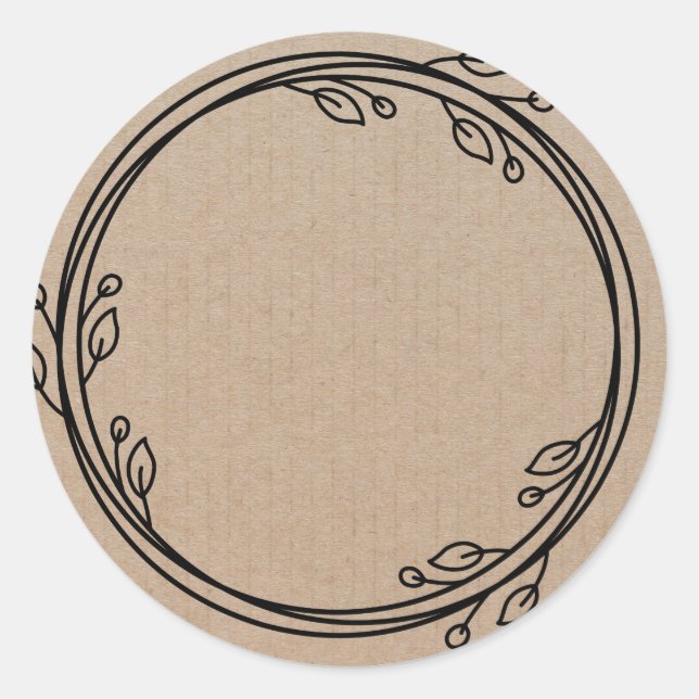 Autocollant Rond Classique Étiquette Couronne Flor (Devant)