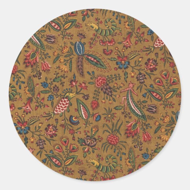 Autocollant Rond Classique Étiquette Couronne Flor (Devant)