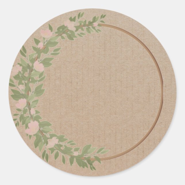 Autocollant Rond Classique Étiquette Couronne Flor (Devant)