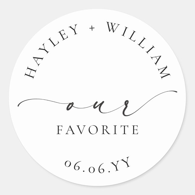 Autocollant rond classique favori Ellesmere (Ellesmere Our Favorite Wedding Favors Sticker)