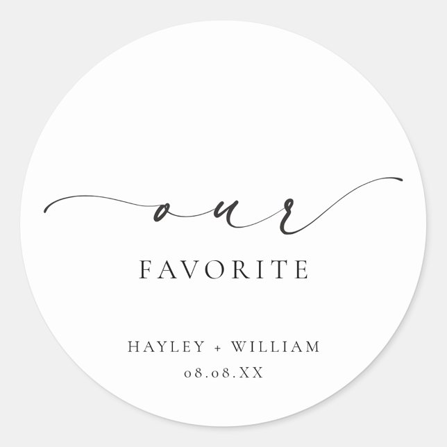 Autocollant rond classique favori Ellesmere (Ellesmere Our Favorite Wedding Favor Sticker)
