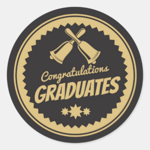 Autocollant rond classique Félicitations aux diplô