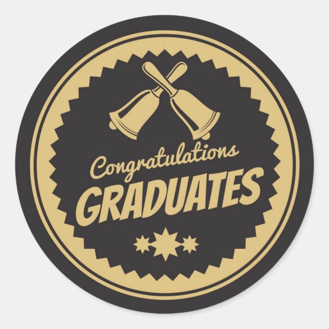 Autocollant rond classique Félicitations aux diplô (Devant)