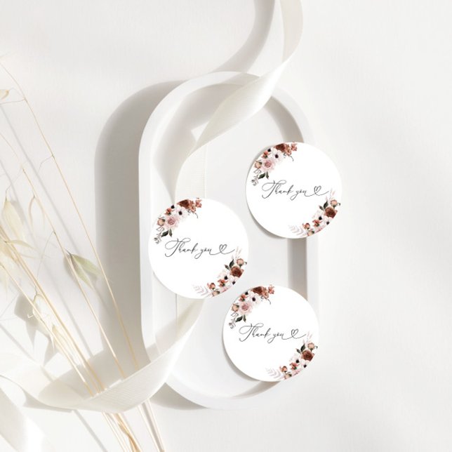 Autocollant Rond Classique Fleurs de Soie pour Mar (Créateur téléchargé)